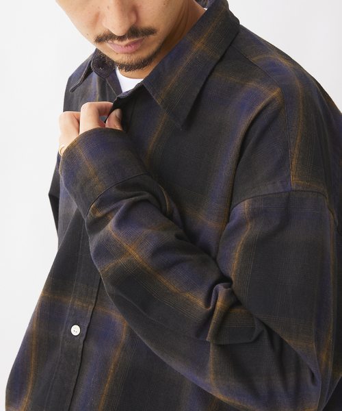 JOURNAL STANDARD - 【JOURNALSTANDARDL&#39;essage】24AW 24050370010030 オンブレーチェックギャザーヘムシャツ長袖ブラウス ヨーロピアンフラックスショートシャツ（シャツ／ブラウス