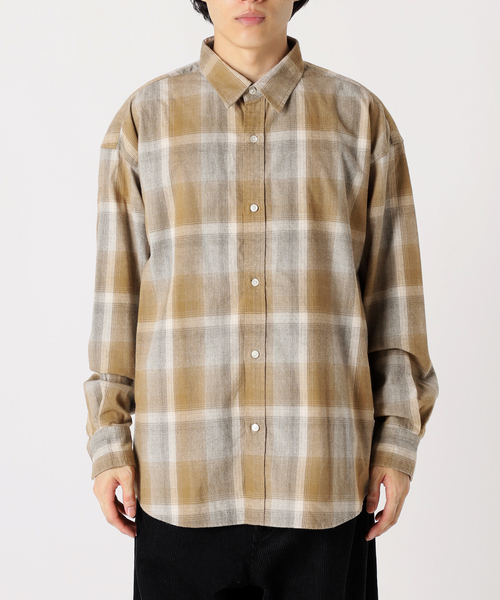 JOURNAL STANDARD - 【JOURNALSTANDARDL&#39;essage】24AW 24050370010030 オンブレーチェックギャザーヘムシャツ長袖ブラウス ヨーロピアンフラックスショートシャツ（シャツ／ブラウス