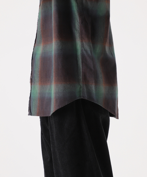JOURNAL STANDARD - 【JOURNALSTANDARDL&#39;essage】24AW 24050370010030 オンブレーチェックギャザーヘムシャツ長袖ブラウス ヨーロピアンフラックスショートシャツ（シャツ／ブラウス