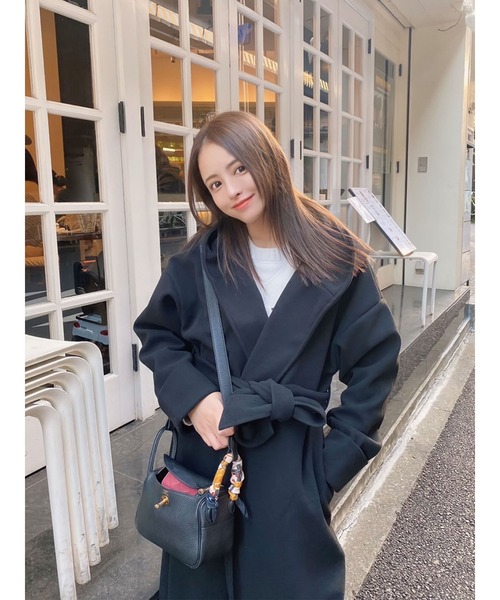 DURAS(デュラス)の「フード付きガウンコート(その他アウター・レディース・ブラック/モカ/ホワイト・FREE)」の19枚目の写真