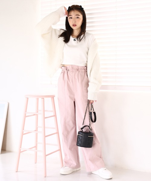 one after another NICE CLAUP（ワンアフターアナザーナイスクラップ）の「ナイロンスラックスパンツ（スラックス・レディース・ブラック/アイボリー/ピンク・SMALL/MEDIUM）」の4枚目の写真