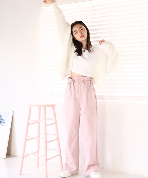 one after another NICE CLAUP（ワンアフターアナザーナイスクラップ）の「ナイロンスラックスパンツ（スラックス・レディース・ブラック/アイボリー/ピンク・SMALL/MEDIUM）」の5枚目の写真