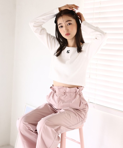 one after another NICE CLAUP（ワンアフターアナザーナイスクラップ）の「ナイロンスラックスパンツ（スラックス・レディース・ブラック/アイボリー/ピンク・SMALL/MEDIUM）」の7枚目の写真