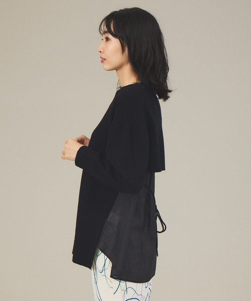 qualite（カリテ）の「ドッキングニットプルオーバー（ニット/セーター・レディース・ブラック/オフホワイト・フリー）」の8枚目の写真