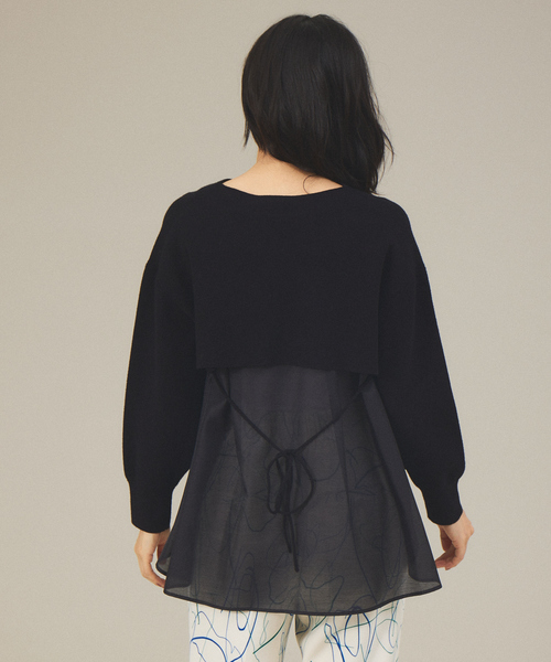 qualite（カリテ）の「ドッキングニットプルオーバー（ニット/セーター・レディース・ブラック/オフホワイト・フリー）」の10枚目の写真