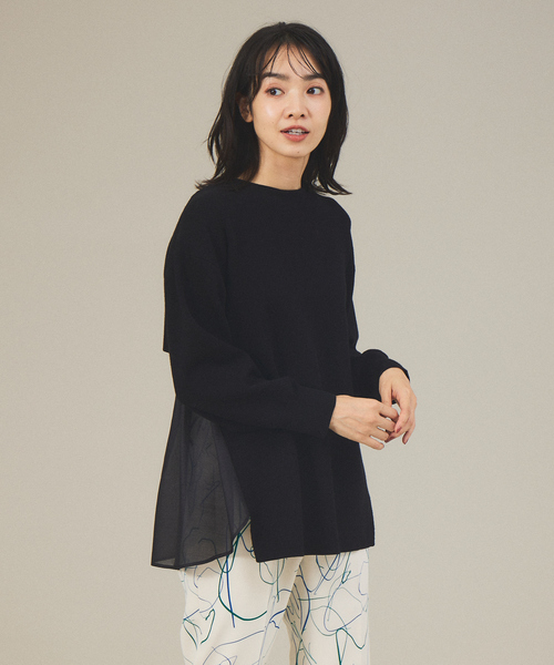 qualite（カリテ）の「ドッキングニットプルオーバー（ニット/セーター・レディース・ブラック/オフホワイト・フリー）」の16枚目の写真