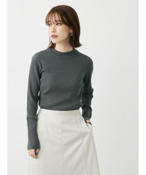 Green　Parks（グリーンパークス）の「モックネックニットプルオーバー（ニット/セーター・レディース・グリーン/ブルー/杢グレー/レッド・FREE）」の5枚目の写真