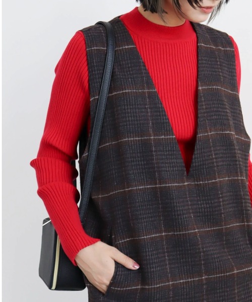 Green　Parks（グリーンパークス）の「モックネックニットプルオーバー（ニット/セーター・レディース・グリーン/ブルー/杢グレー/レッド・FREE）」の4枚目の写真