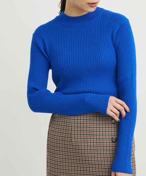 Green　Parks（グリーンパークス）の「モックネックニットプルオーバー（ニット/セーター・レディース・グリーン/ブルー/杢グレー/レッド・FREE）」の3枚目の写真