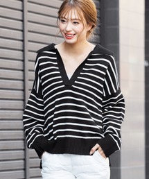 mili an deni | スキッパーボーダーニットプルオーバー(ニット/セーター)