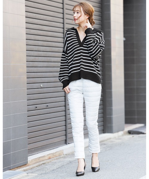 mili an deni（ミリアンデニ）の「スキッパーボーダーニットプルオーバー（ニット/セーター・レディース・ブラック/アイボリー・M）」の7枚目の写真