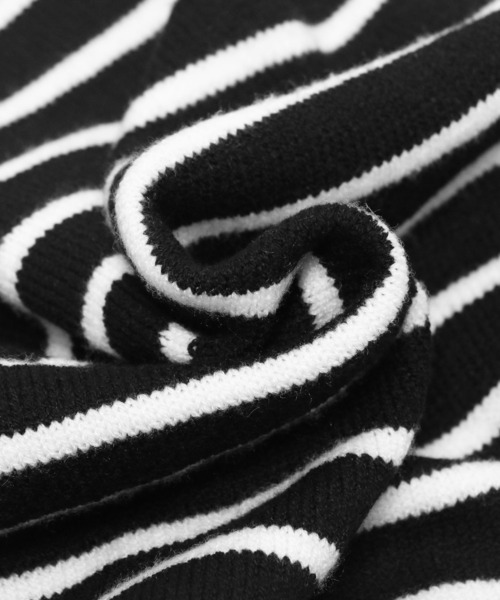 mili an deni（ミリアンデニ）の「スキッパーボーダーニットプルオーバー（ニット/セーター・レディース・ブラック/アイボリー・M）」の9枚目の写真