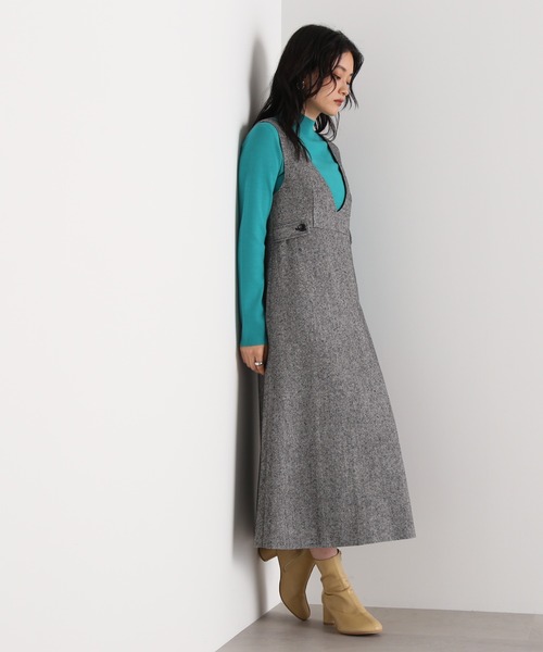 N.(N. Natural Beauty Basic)(エヌエヌナチュラルビューティーベーシック)の「【横田ひかるさん着用】◆ウエストボタンツイードジャンパースカート(ジャンパースカート・レディース・ブラウン/グレー/スミクロ・MEDIUM)」の9枚目の写真