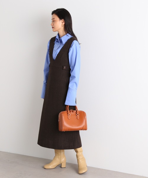 N.(N. Natural Beauty Basic)(エヌエヌナチュラルビューティーベーシック)の「【横田ひかるさん着用】◆ウエストボタンツイードジャンパースカート(ジャンパースカート・レディース・ブラウン/グレー/スミクロ・MEDIUM)」の8枚目の写真