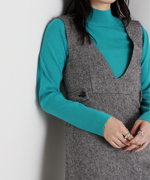 N.(N. Natural Beauty Basic)(エヌエヌナチュラルビューティーベーシック)の「【横田ひかるさん着用】◆ウエストボタンツイードジャンパースカート(ジャンパースカート・レディース・ブラウン/グレー/スミクロ・MEDIUM)」の7枚目の写真