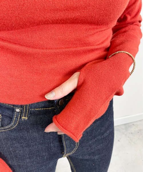 Meli rich（メリーリッチ）の「アンゴラタッチフィンガータートルニット（ニット/セーター・レディース・ライム/モカ/オレンジ/アイボリー/ブラック/マスタード/ブルー/オフホワイト/レッド/グレー・MEDIUM）」の15枚目の写真