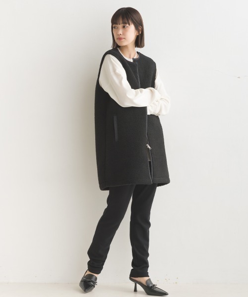 OMNES(オムネス)の「ボンディングボアノーカラーベスト(ベスト・レディース・キャメル/ブラック/アイボリー/カーキ/モカ・MEDIUM/LARGE)」の14枚目の写真