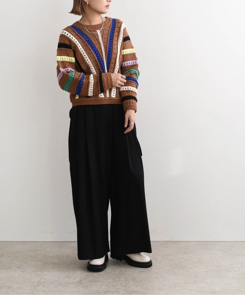 Eimee Law（エイミーロウ）の「カラフルMIXニット（ニット/セーター・レディース・ブラウン/オフホワイト・38）」の3枚目の写真