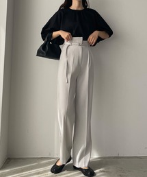 ベルト付きアシンメトリーハイウエストパンツ