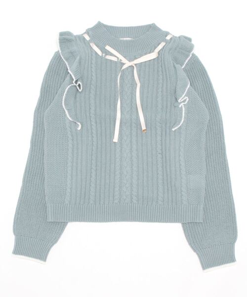 axes femme(アクシーズファム)の「バイカラーフリルニットPO(ニット/セーター・レディース・キナリ/ブラック/ピンク/ミント・FREE)」の7枚目の写真