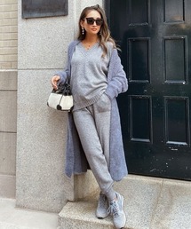 esutoreja | Long sleeve vneck knit setup(セットアップ)