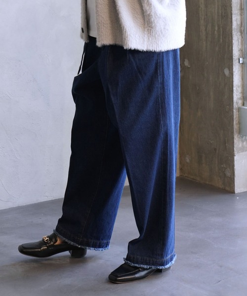 JUNRED(ジュンレッド)の「フリンジデニムワイドテーパードパンツ(デニムパンツ・メンズ・ネイビー/ブラック・S/M/L)」の7枚目の写真