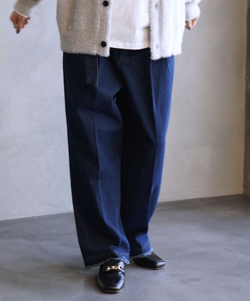 JUNRED(ジュンレッド)の「フリンジデニムワイドテーパードパンツ(デニムパンツ・メンズ・ネイビー/ブラック・S/M/L)」の3枚目の写真