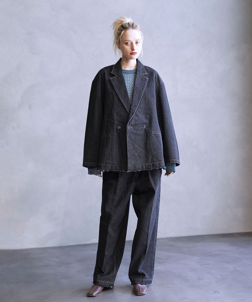 JUNRED(ジュンレッド)の「フリンジデニムワイドテーパードパンツ(デニムパンツ・メンズ・ネイビー/ブラック・S/M/L)」の8枚目の写真