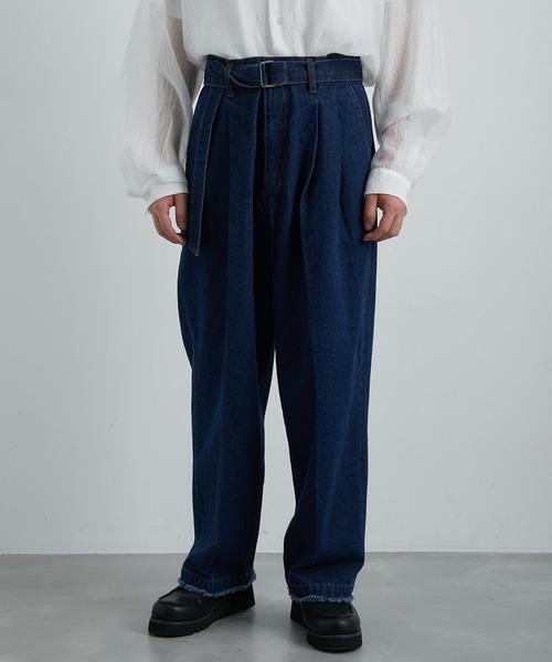 JUNRED(ジュンレッド)の「フリンジデニムワイドテーパードパンツ(デニムパンツ・メンズ・ネイビー/ブラック・S/M/L)」の12枚目の写真