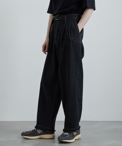 JUNRED(ジュンレッド)の「フリンジデニムワイドテーパードパンツ(デニムパンツ・メンズ・ネイビー/ブラック・S/M/L)」の16枚目の写真