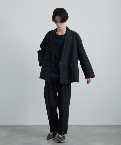 JUNRED(ジュンレッド)の「フリンジデニムワイドテーパードパンツ(デニムパンツ・メンズ・ネイビー/ブラック・S/M/L)」の9枚目の写真