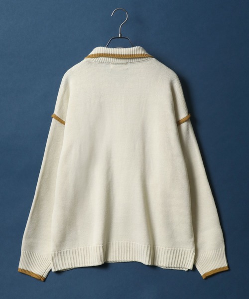 ANPAS（アンパス）の「Color Scheme Layered Half Zip Knit/配色レイヤード ハーフジップ ニット（ニット/セーター・メンズ・ブラック/キャメル/グリーン/オフホワイト・LL/M/L）」の5枚目の写真