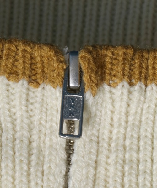 ANPAS（アンパス）の「Color Scheme Layered Half Zip Knit/配色レイヤード ハーフジップ ニット（ニット/セーター・メンズ・ブラック/キャメル/グリーン/オフホワイト・LL/M/L）」の9枚目の写真