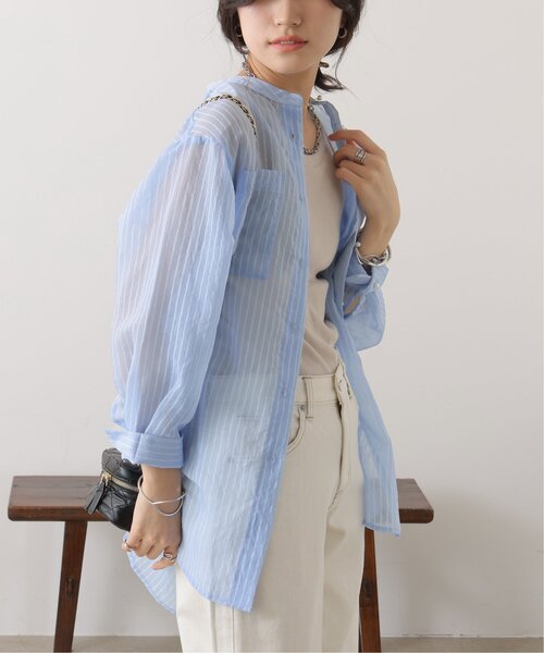 パールボタンシアーストライプシャツ