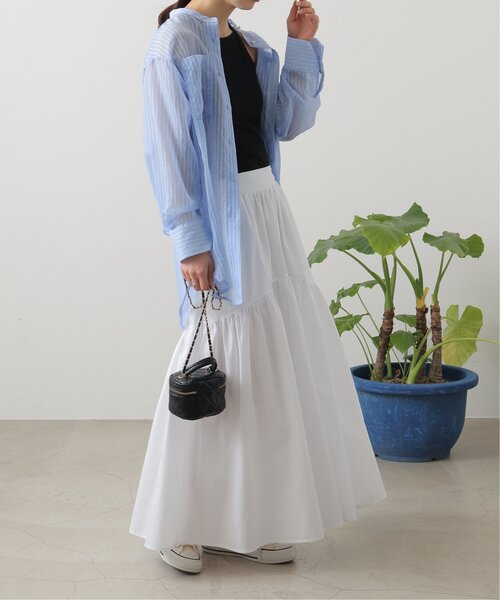 パールボタンシアーストライプシャツ