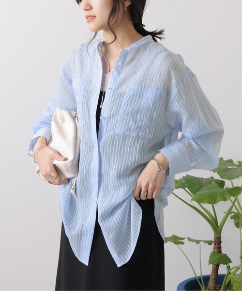 frames RAY CASSIN(フレームスレイカズン)の「S/M/L展開 パールボタンシアーストライプシャツ(シャツ/ブラウス・レディース・サックスブルー/イエロー/キナリ/グリーン/パープル/ミント/ネイビー・MEDIUM/LARGE/SMALL)」の16枚目の写真