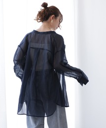 frames RAY CASSIN | S/M/L展開 パールボタンシアーストライプシャツ(シャツ/ブラウス)