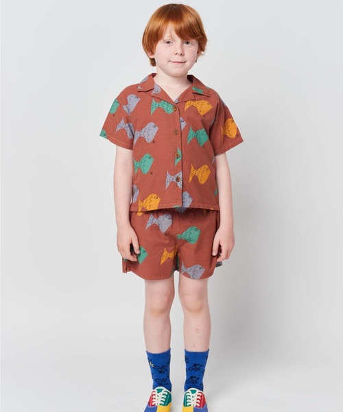 BOBO CHOSES 魚柄セットアップ　2-3y 98cm BOBO CHOSES（ボボショーズ）の「Multicolor Fish all over woven