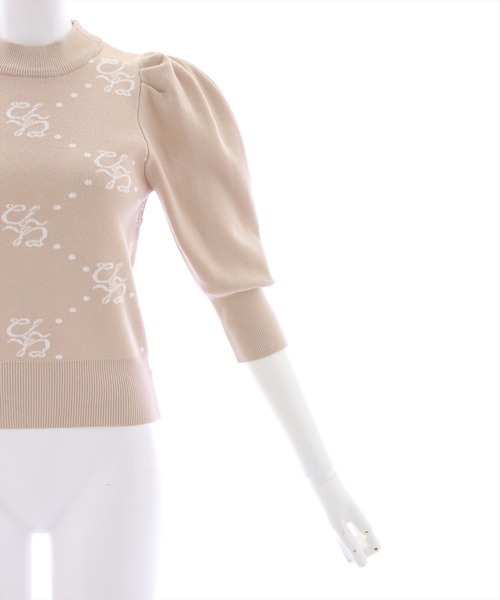 clear（クリア）の「モノグラム7分袖ニットトップス（ニット/セーター・レディース・ベージュ/サックスブルー/ラベンダー・F）」の9枚目の写真