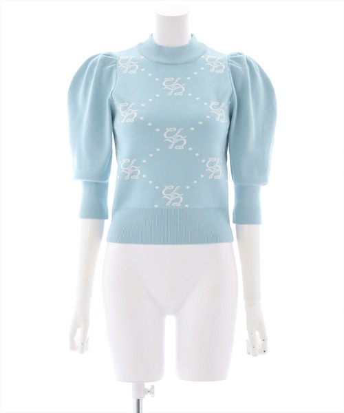 clear（クリア）の「モノグラム7分袖ニットトップス（ニット/セーター・レディース・ベージュ/サックスブルー/ラベンダー・F）」の13枚目の写真