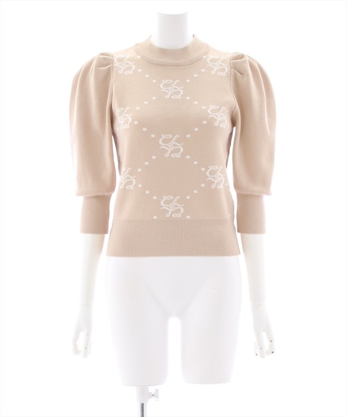 clear（クリア）の「モノグラム7分袖ニットトップス（ニット/セーター・レディース・ベージュ/サックスブルー/ラベンダー・F）」の12枚目の写真