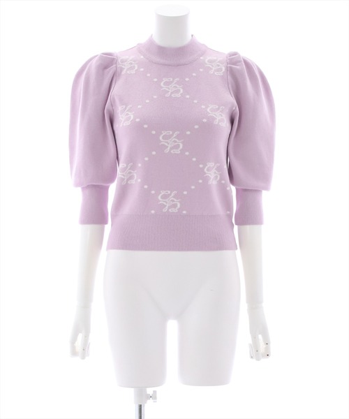 clear（クリア）の「モノグラム7分袖ニットトップス（ニット/セーター・レディース・ベージュ/サックスブルー/ラベンダー・F）」の11枚目の写真