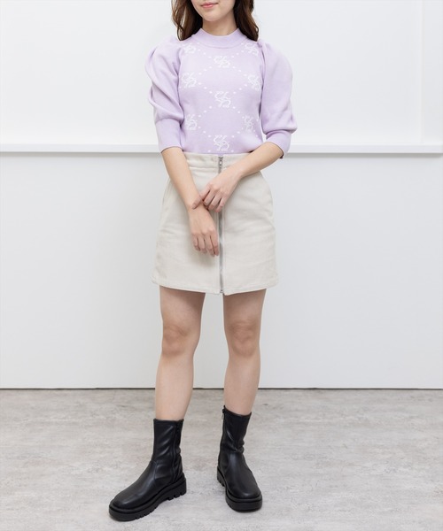 clear（クリア）の「モノグラム7分袖ニットトップス（ニット/セーター・レディース・ベージュ/サックスブルー/ラベンダー・F）」の17枚目の写真