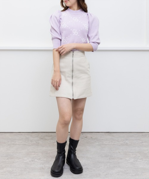 clear（クリア）の「モノグラム7分袖ニットトップス（ニット/セーター・レディース・ベージュ/サックスブルー/ラベンダー・F）」の16枚目の写真