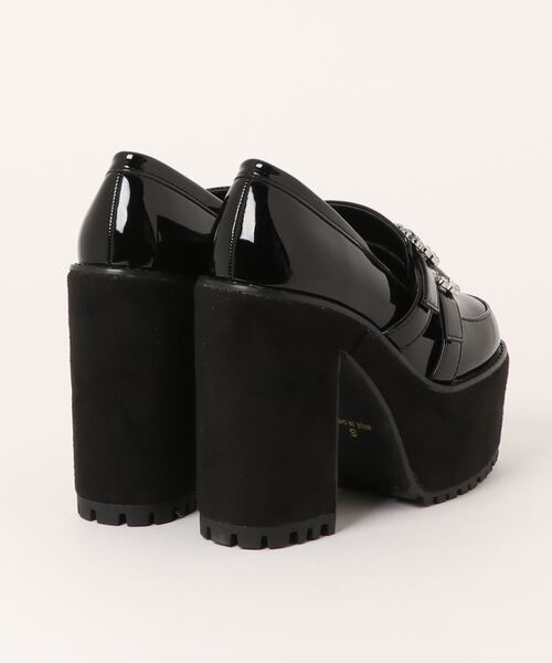 Mafmof（マフモフ）の「Mafmof(マフモフ)13cmヒールダブルビジューバックル厚底ローファーシュ（パンプス・レディース・ブラック・S/M/L/LL）」の8枚目の写真