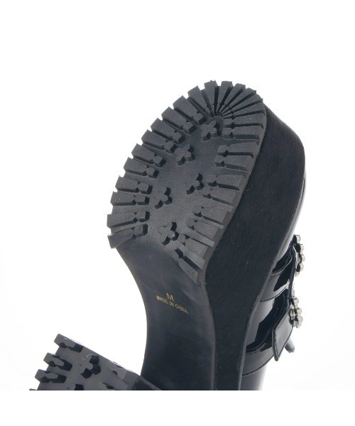 Mafmof（マフモフ）の「Mafmof(マフモフ)13cmヒールダブルビジューバックル厚底ローファーシュ（パンプス・レディース・ブラック・S/M/L/LL）」の6枚目の写真