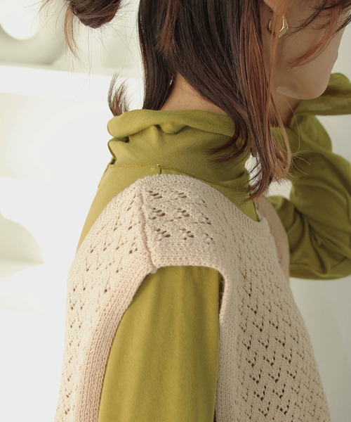 Crisp（クリスプ）の「シアーハイネックTシャツ（Tシャツ/カットソー・レディース・パープル/グリーン/アイボリー・FREE）」の14枚目の写真