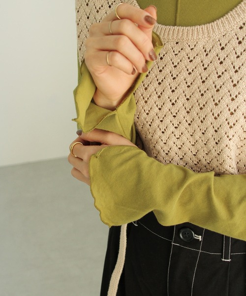 Crisp（クリスプ）の「シアーハイネックTシャツ（Tシャツ/カットソー・レディース・パープル/グリーン/アイボリー・FREE）」の21枚目の写真