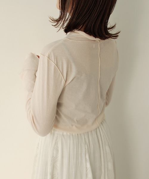 Crisp（クリスプ）の「シアーハイネックTシャツ（Tシャツ/カットソー・レディース・パープル/グリーン/アイボリー・FREE）」の11枚目の写真