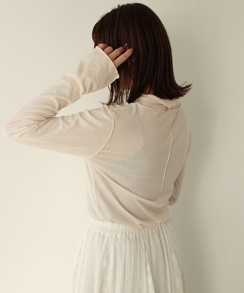 Crisp（クリスプ）の「シアーハイネックTシャツ（Tシャツ/カットソー・レディース・パープル/グリーン/アイボリー・FREE）」の15枚目の写真